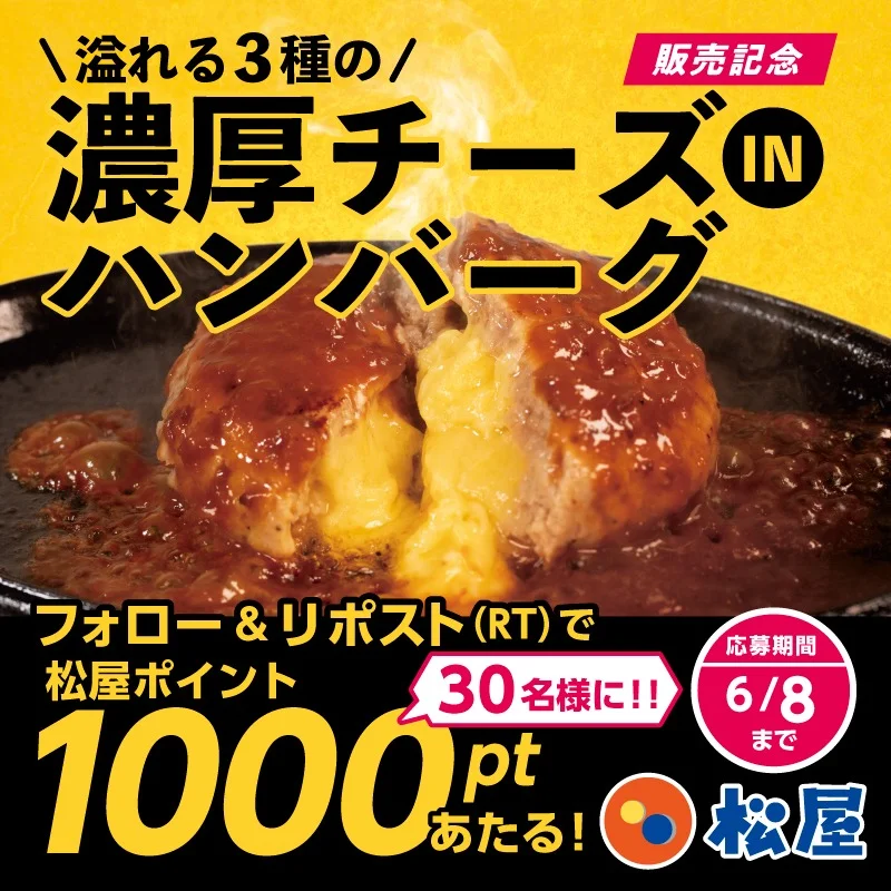 『溢れる3種の濃厚チーズINハンバーグ』発売記念キャンペーン販促バナー