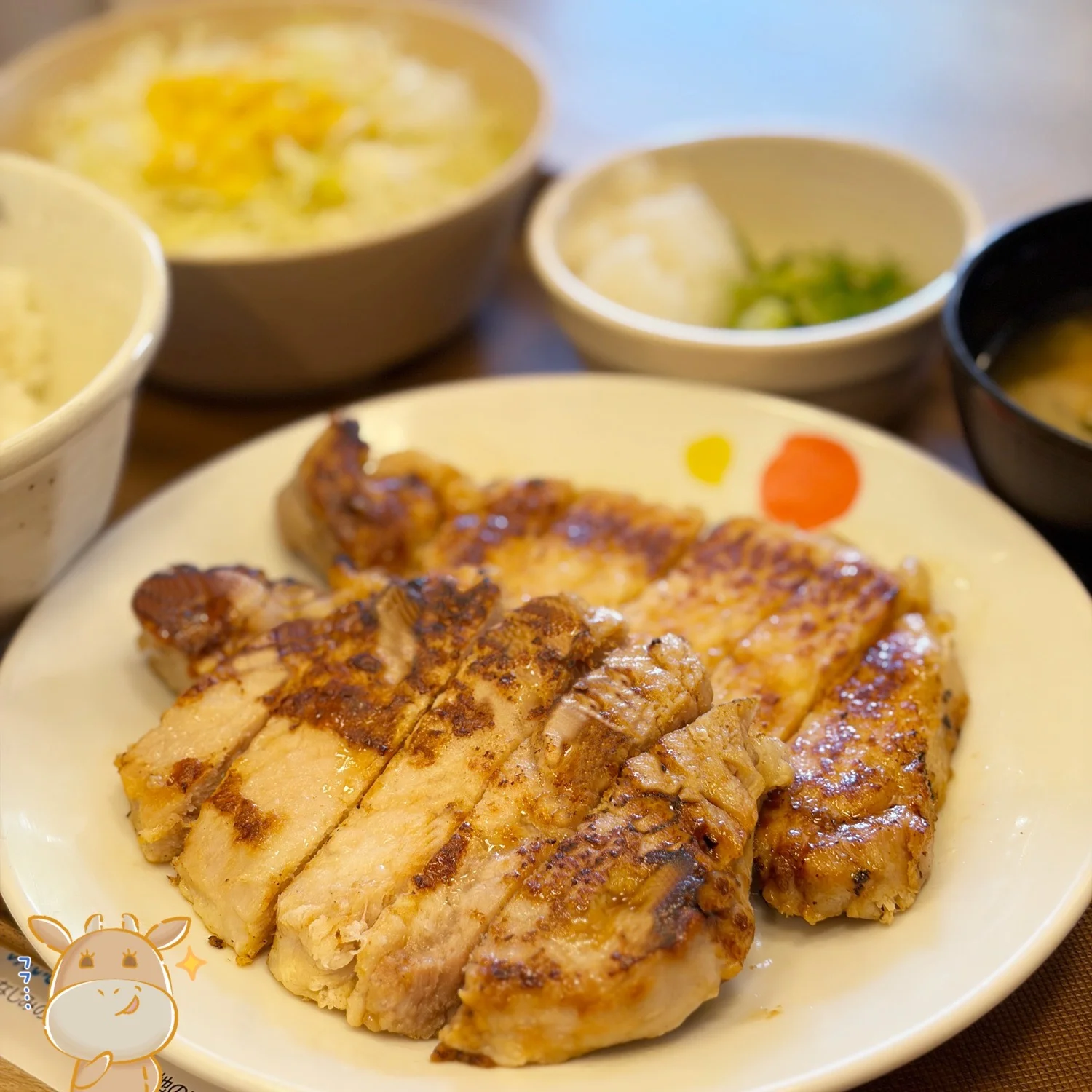 厚切り豚ロースグリルＷ定食 喫食写真